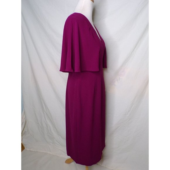 DRESS THE POPULATION Louisa Butterfly Sleeve Cocktail Dress Magenta Medium 6-8 - Picture 9 of 11